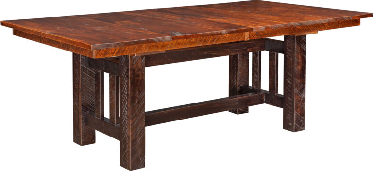 Rough Cut Style Quick Ship Maplewood Trestle Table