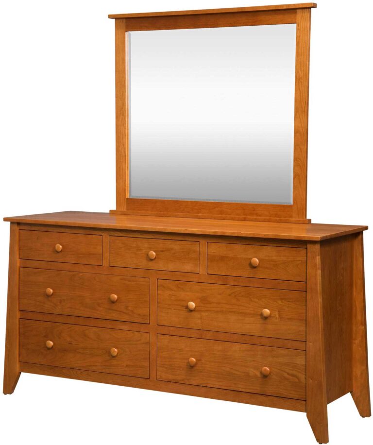 Berwick Style Quick Ship Seven Drawer Wide Dresser with Mirror