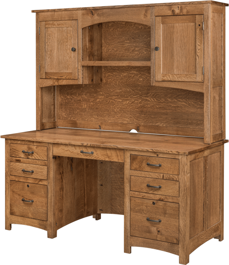 Oakridge Style Double Pedestal Desk with Hutch