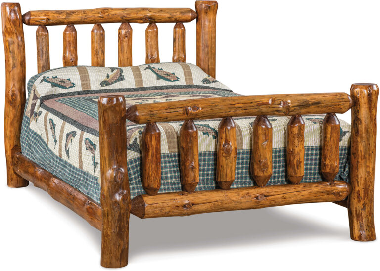 Amish Rustic Ping Queen Log Bed