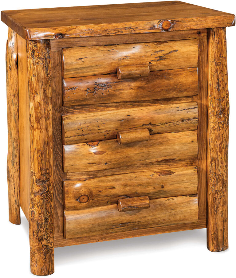 Amish Rustic Pine Three Drawer Nightstand