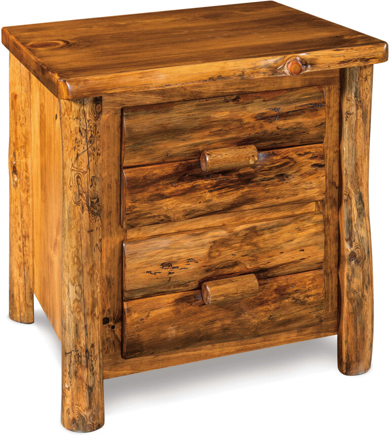 Amish Rustic Pine Two Drawer Nightstand