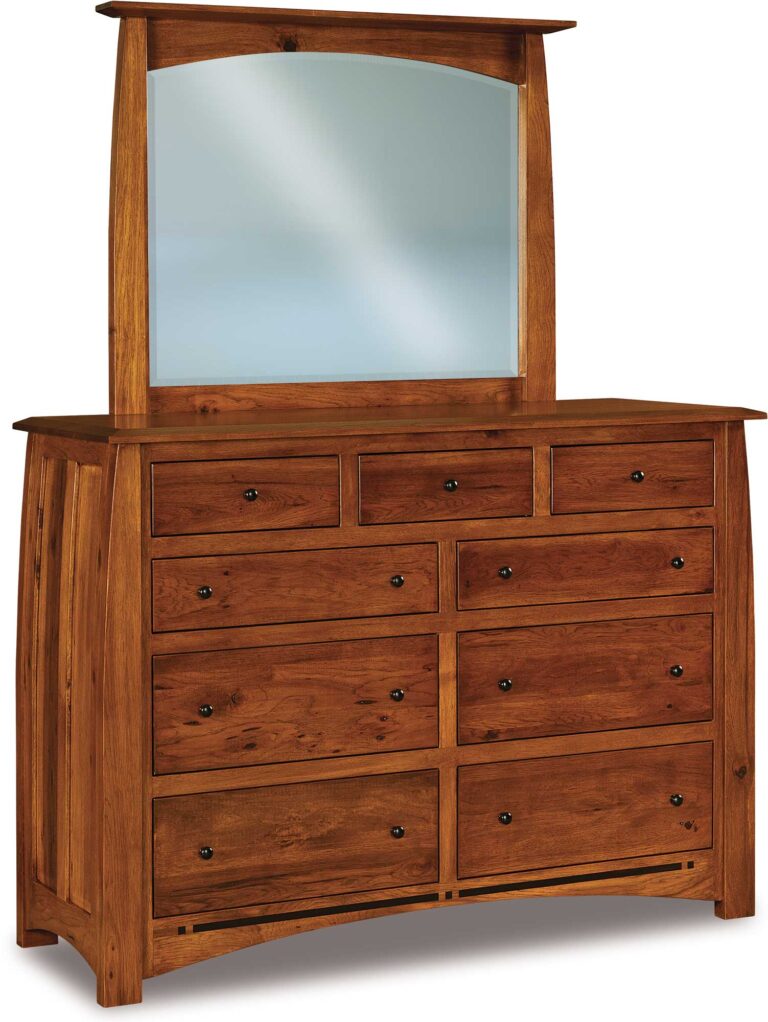 Boulder Creek Style Quick Ship Nine Drawer Dresser with Mirror