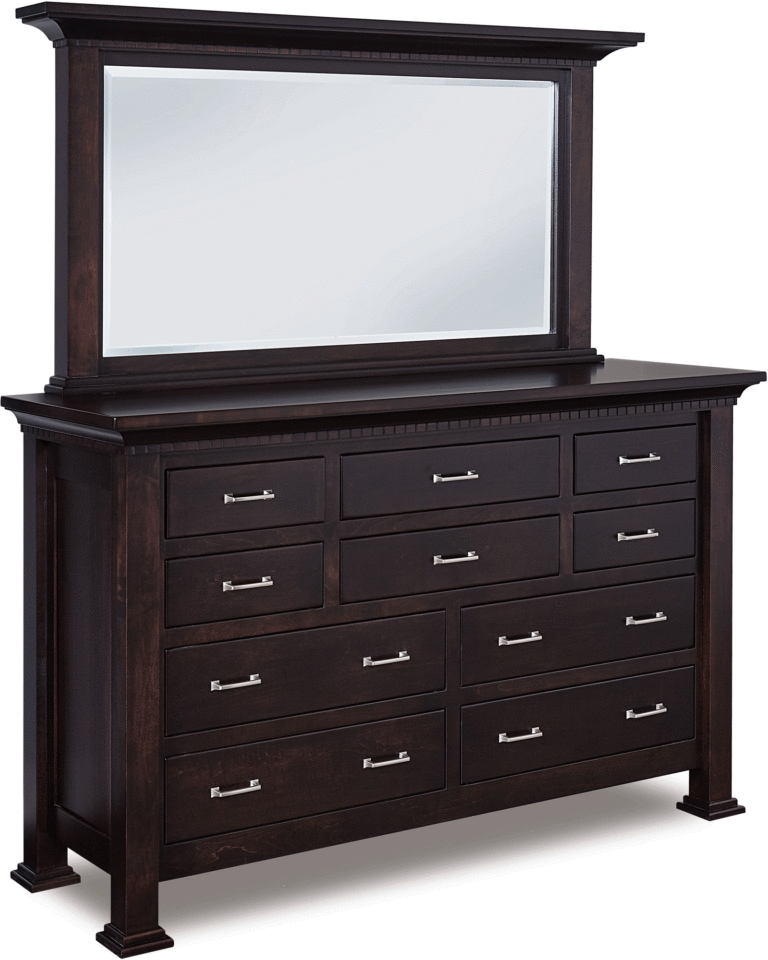 Empire Style Ten Drawer Dresser with Mirror