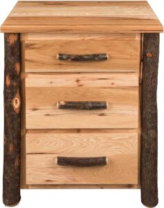 Hickory Three Drawer Nightstand